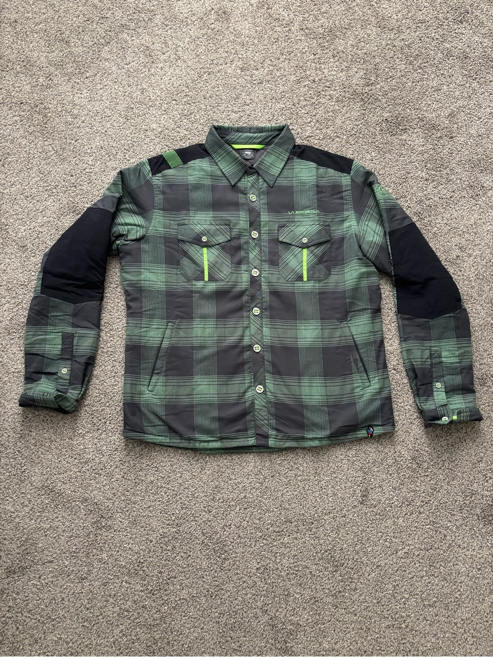 La Sportiva Green and Black Plaid Shirt Jacket